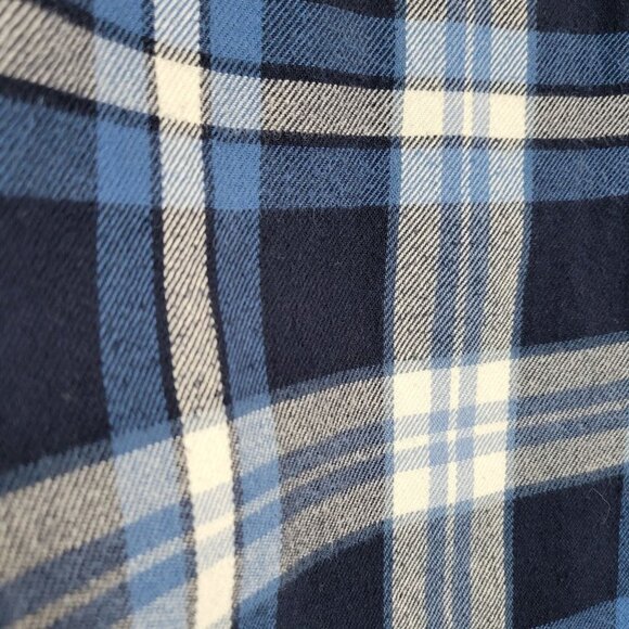 American Eagle Men's Button Front Plaid Flannel Shirt Blue White sz XL - Picture 7 of 7